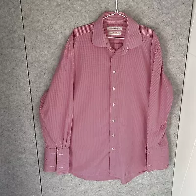 Rhodes  & Beckett Mens Shirt Size L Red Gingham Long Sleeve Cotton Button Up • $15.99