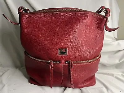 DOONEY & BOURKE Dillen Large Pocket Sac Pebble Grain Red Leather Purse • $100