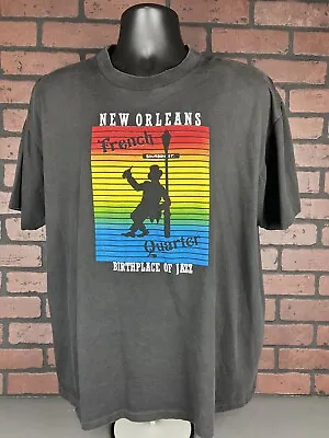 90’s Vintage French Quarter New Orleans Jazz Single Stitch T Shirt Size XL Used • $10