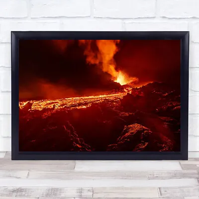 From The Hell Volcano Eruption Lava Night Magma Dramatic Wall Art Print • $37.29