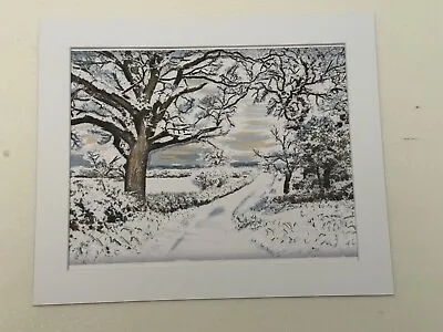 Watercolour Painting  By Mark Leary Snowy Lane On Dartmoor • £25