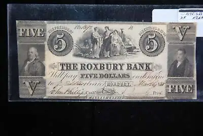 1838 $5 The Roxbury Bank. MASS. Obsolete Currency Store #092077 • $325