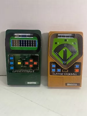 Mattel CLASSIC Football 2 Baseball Electronic Handheld Games 2001/02 Both Work • $45