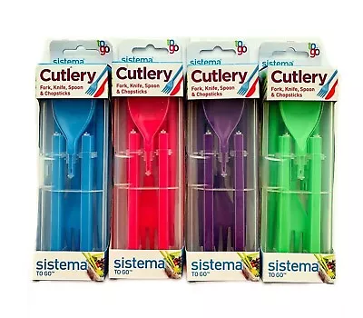 Sistema Fold Away Foldable Folding Plastic Cutlery Set - Assorted Colour • £6.99