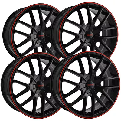 (Set Of 4) Touren TR60 20x8.5 5x112/5x120 +40mm Black/Red Wheels Rims 20  Inch • $863.96