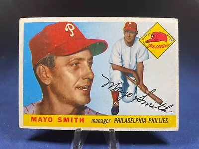 1955 Topps Baseball Card Mayo Smith #130 Philadelphia Phillies • $4.05