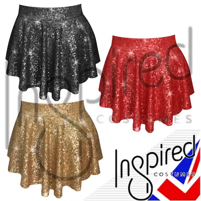 Girls DANCE COSTUME Jazz TAP ICE Dance Skirt GOLD SEQUIN POINTE SKIRT UK STOCK • £16.99