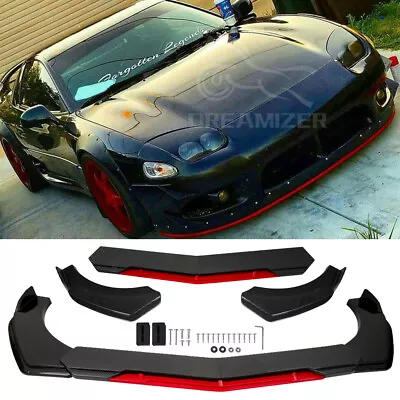 For Mitsubishi 3000GT VR4 SL Carbon Black Red Front Bumper Lip Spoiler Splitter • $89.31