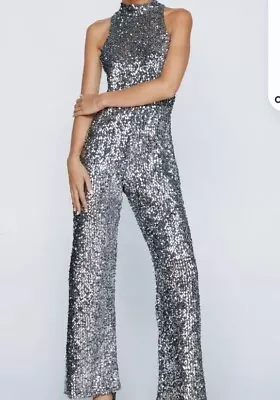 £29.99 • Buy High Neck Sequin Jumpsuit Size 10