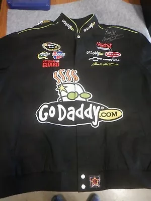 Nascar Jacket - Go Daddy Black Chase Jacket Autographed Mark Martin Jacket 3XL • $129.99