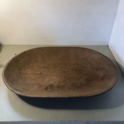 Very Large Vintage Rustic Hand Carved Wooden Dough Bread Bowl Dish 41cm • £30