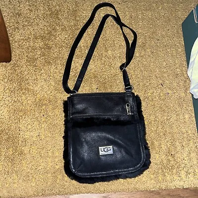 UGG Crossbody Black Sheepskin Suede Bag Well Used • £14.99