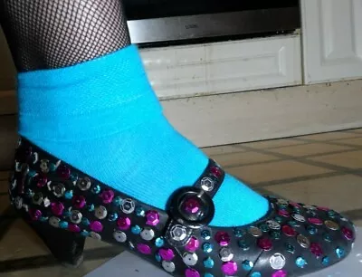 £4.99 • Buy On Order New Hard To Find Columbia Turquoise Socks 4 - 8 Rocky Horror Acces