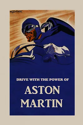 Automobile Car Drive With The Power Of Aston Martin Vintage Poster Repo FREE S/H • $17.90