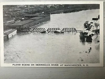 Vintage Postcard 1936 Flood Scene Merrimack River Manchester New Hampshire • $10