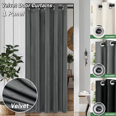 1 Panel Velvet Door Curtain Closet Kitchen Drapes Curtain Eyelet Heat/Cold Home • £14.87