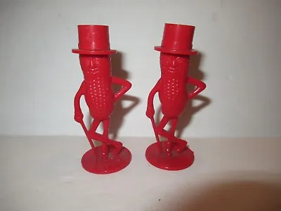 Vintage Planters Mr. Peanut Red Hard Plastic Salt And Pepper Shakers • $7