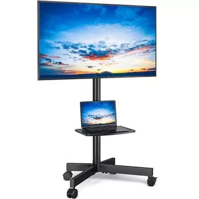  Mobile TV Cart For 23-60 Inch LCD LED Flat Panel Curved Screen TVs Up To Black • $95.87