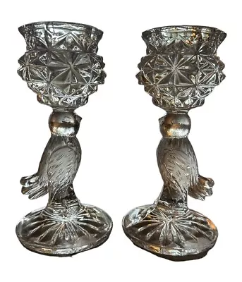 Vintage Lead Crystal Candle Holders Signature Birds Hofbauer Bleikrideff Germany • $32.97