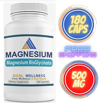 Pure Magnesium Bisglycinate Glycinate 500mg 180 Capsules! No Additives! • $19.99