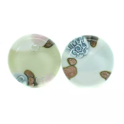 Murano Glass Cufflinks Circular White Brown Pink Venice Wedding • £14.95