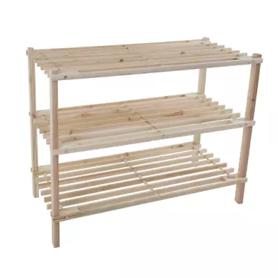 3-Tier Wood Shoe Rack Storage Bench Organizer Shelf Seat Entryway Hallway • $22.91