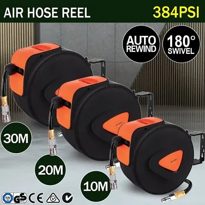 30m 20m 10m Retractable Air Hose Reel Compressor Auto Rewind Wall Mounted • $109