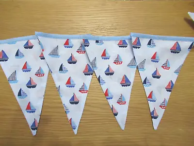 Boats Fabric Bunting. Handmade. Gift Party Room Decoration Home Garden. Blue • £7