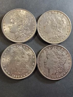 Lot Of 4  1886 SILVER MORGAN COINS Circulated • $86