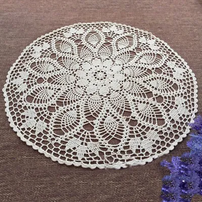 $10.93 • Buy White Vintage Hand Crochet Lace Tablecloth Round Table Topper Flower Doily 23 