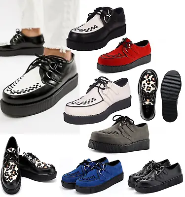 £34.95 • Buy Womens Flat Platform Teddy Boy Lace Up Goth Creepers Shoes Boots Ladies Shoes UK