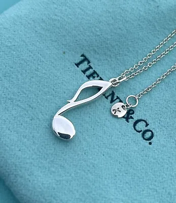 Tiffany & Co. Silver Paloma Picasso Eighth Musical Note Pendant Necklace 16-18” • $299