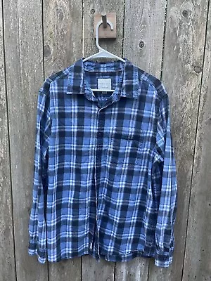 Men's American Eagle SUPER SOFT Long Sleeve Lightweight Flannel Shirt Blue XL  • $12.49