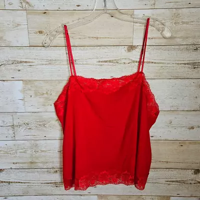 Heavenly Victorias Secret Cami Tank Top Size Large Red Lace Lingerie Shirt Top • $15