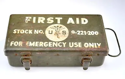 Vintage World War 2 Era U.S. Army Jeep First Aid Kit W/Contents Metal Case • $149.95