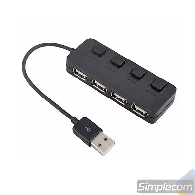 $5.95 • Buy 4 Port USB 2.0 HUB With ON/OFF Switchs For PC Laptop High 500mA Output Powered