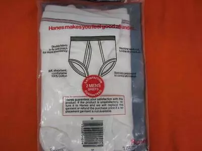 Lot Of 2 Vintage  Hanes Men's White USA Made Briefs 34 Red / Black Stripe Band • $79