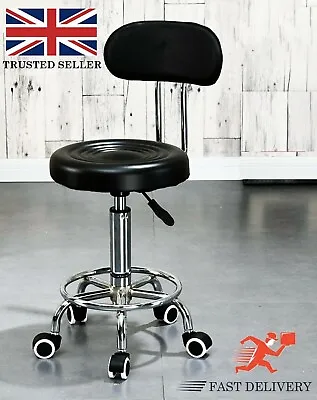 Home Office Stool Chair Faux Leather Computer Desk  Bar Stool Adjustable Swivel • £32.95