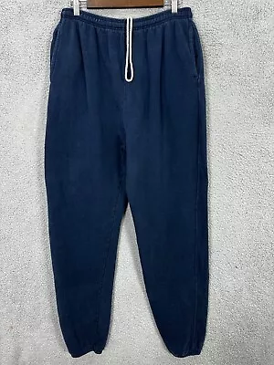 Champion Men Sweatpants Large Blue Joggers Pull On Fleece Stretch Logo Vintage • $15.99