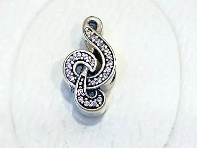 Authentic Pandora Silver CZ Sweet Music Note Treble Clef Charm 791381 Retired • $39