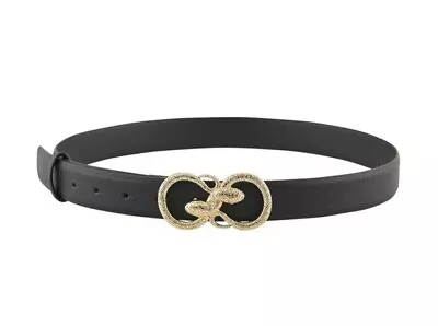 Lady's Women's PIECES Black Snake Buckle Belt XS Fits( 80cm - 95cm )  • £14.99