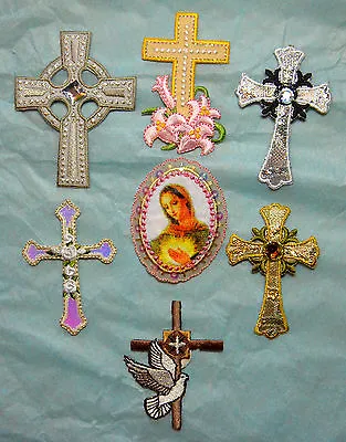 £1.50 • Buy Religious Cross Embroidered Motif Iron On  Embroidery Church Easter Card Topper