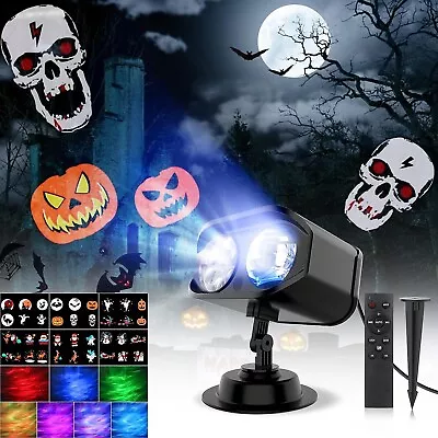 Halloween Christmas LED Projector Light 2 In 1 Ocean Wave Lamp 36 Moving Pattern • £28.99