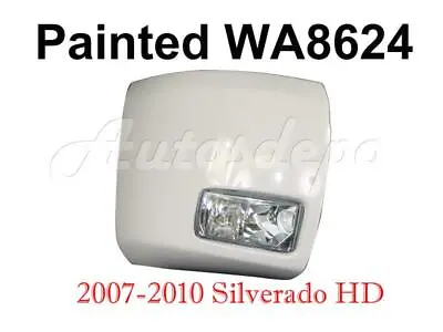 Wa8624 White Front Bumper End Cap Fog Light Rh 2pcs For Silverado 2500hd 07-10 • $100.95