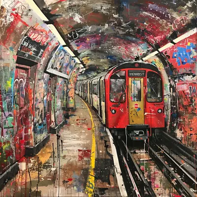 London Underground Oil Painting Luxury Canvas Wall Art Picture Print Colourful • £59.99