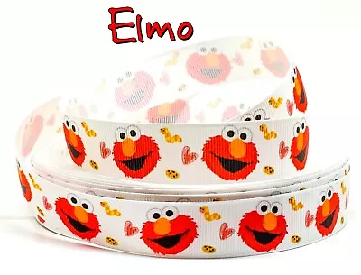 Elmo Sesame Street Grosgrain Ribbon 22mm Cartoon Ribbon Hairbow Sold By The Yard • $2.70