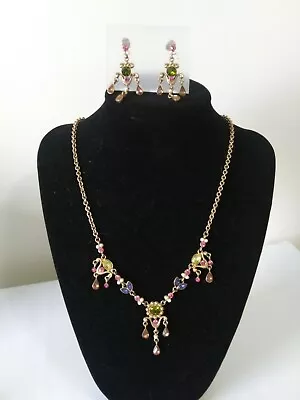 Vintage Nina Ricci For Avon Multi-Color Rhinestone Necklace & Earring Set. • $9.99