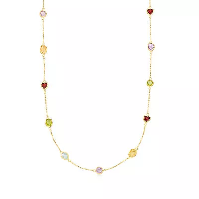 7.85 Ct. T.w. Multi-Gemstone Station Necklace In 18kt Gold Over Sterling • $149