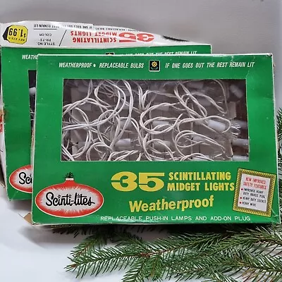 2 Box Lot VTG Scinti-lites White Clear Christmas String Lights Blinking Tested • $23.72