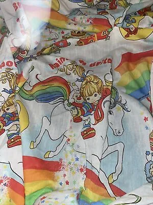 Vintage 1983 Rainbow Brite Full Fitted Sheet Bedding USA Bright • $39.87